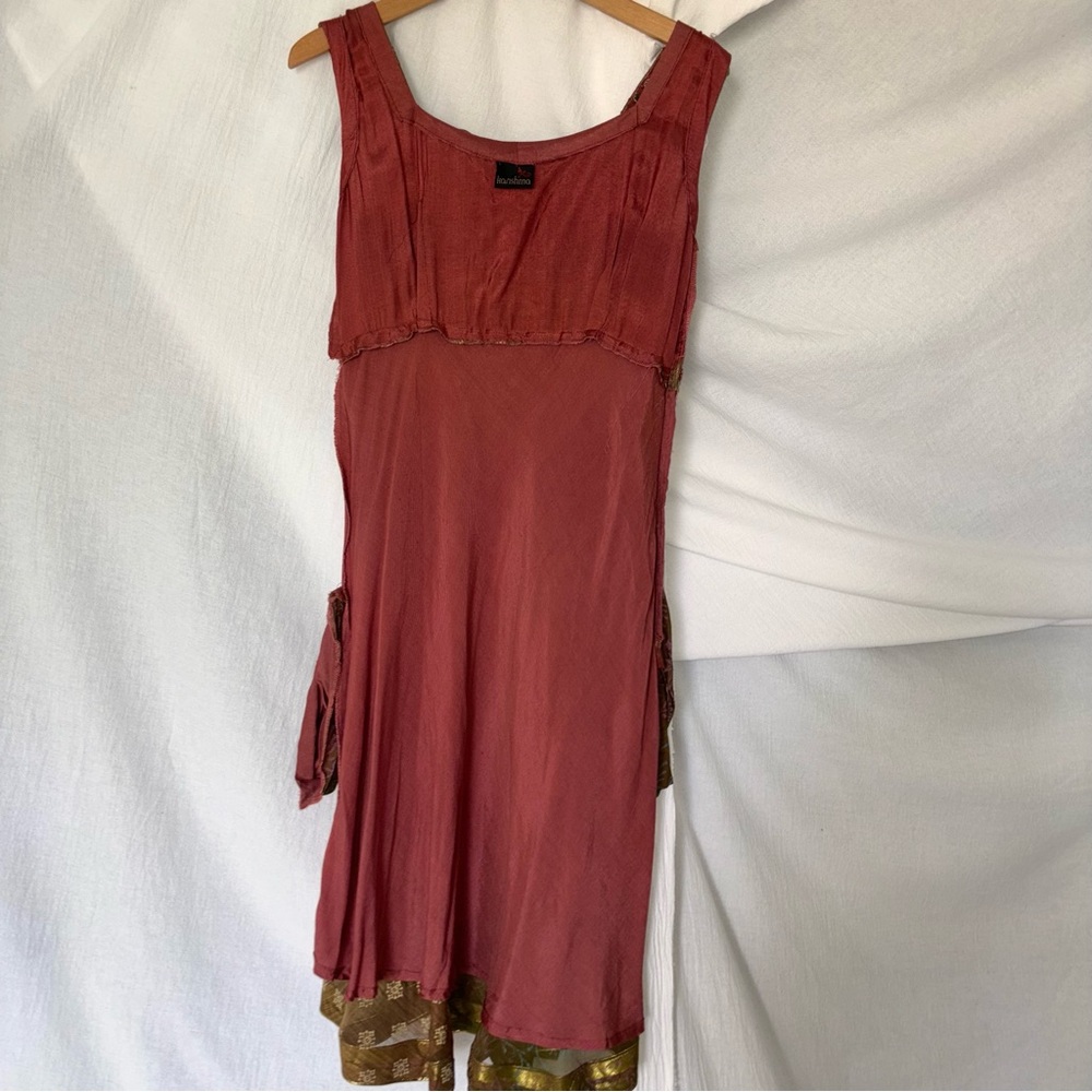 Karishma Burgundy and Gold Embellished Midi Sundress - Picture 8 of 10